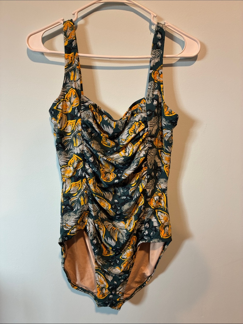 Garnet Hill one piece green floral swimsuit